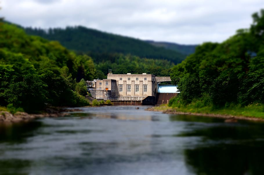 hydroelectric, power station, energy, dam, river, water, electricity