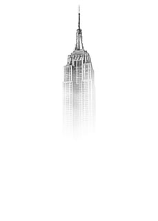 Empire State Building sketch, gray concrete high rise building illustration HD wallpaper