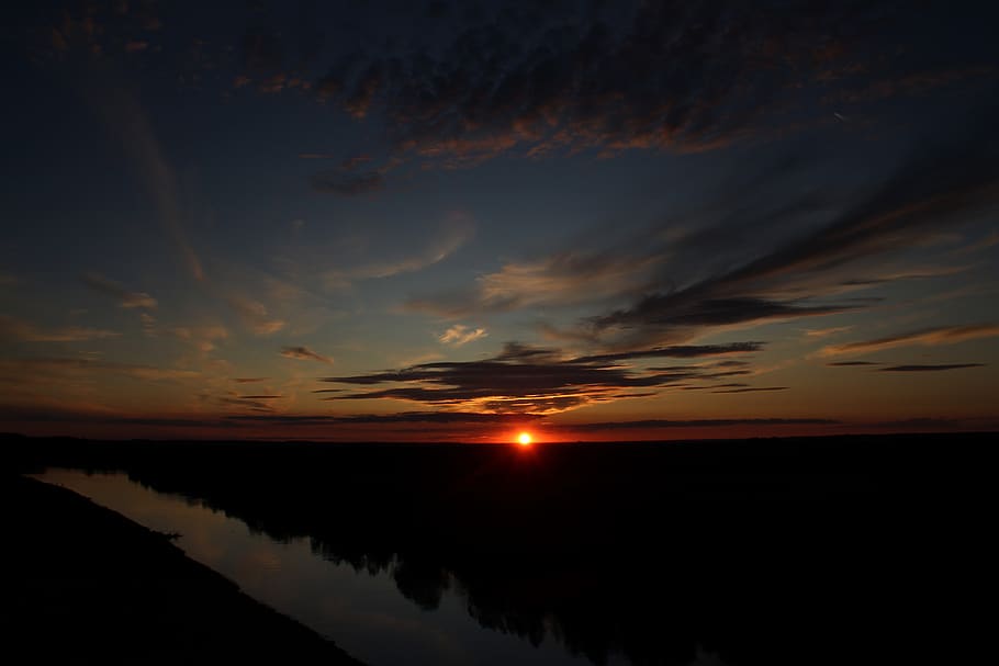 sunset, sky, cloud, water, evening, scenics - nature, beauty in nature HD wallpaper