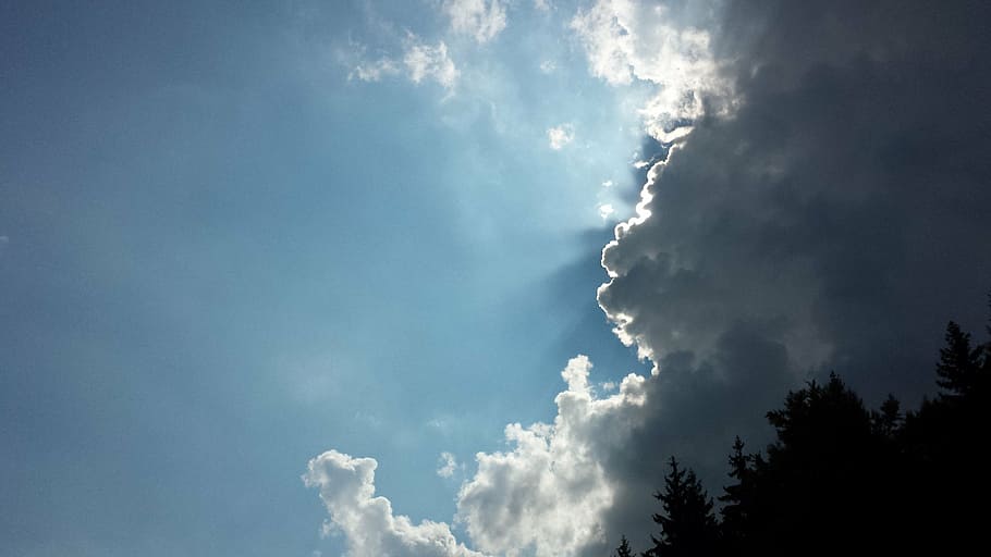 sky, clouds, blue, sun, nature, weather, cloud - Sky, outdoors HD wallpaper