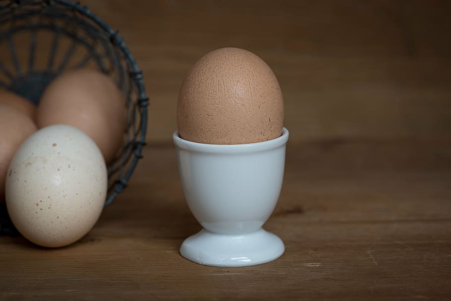 egg, breakfast egg, egg cups, boiled eggs, hen's egg, brown HD wallpaper