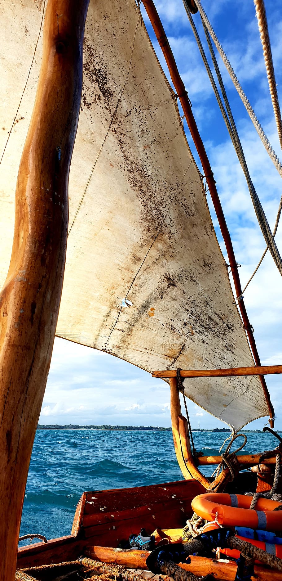 sail, dhow, water, traditional, boat, sea, holiday, zanzibar, HD wallpaper