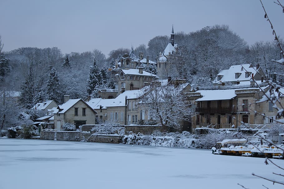 snow, winter, cold, house, cold temperature, architecture, building exterior HD wallpaper
