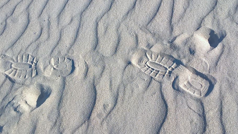 profile, sand, footprint, land, high angle view, pattern, beach HD wallpaper
