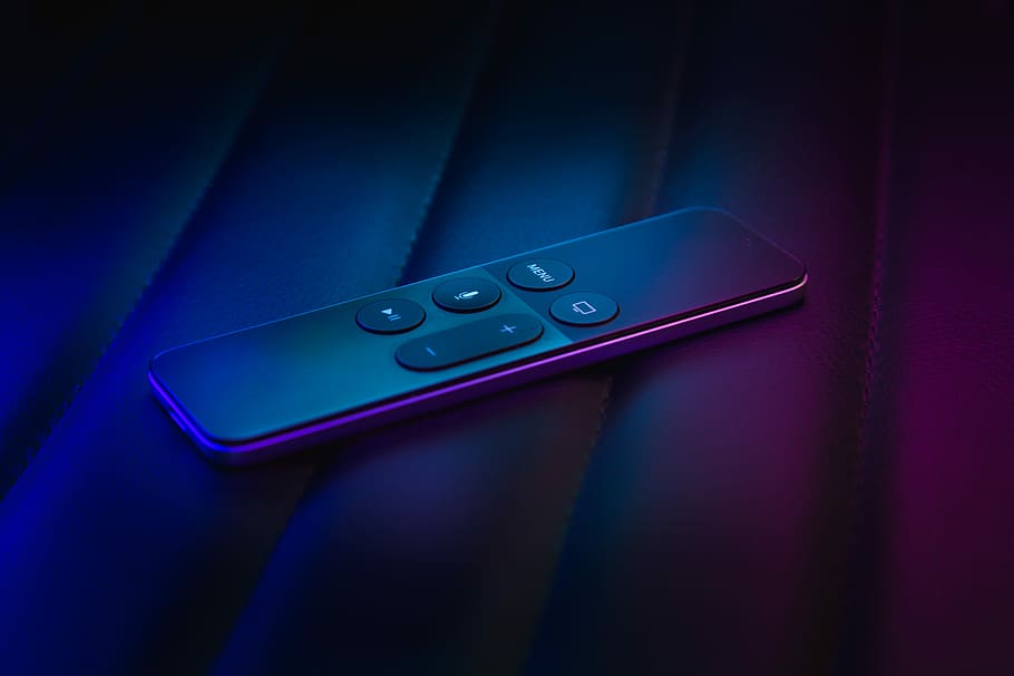 black remote controller, black remote controller on purple textile HD wallpaper