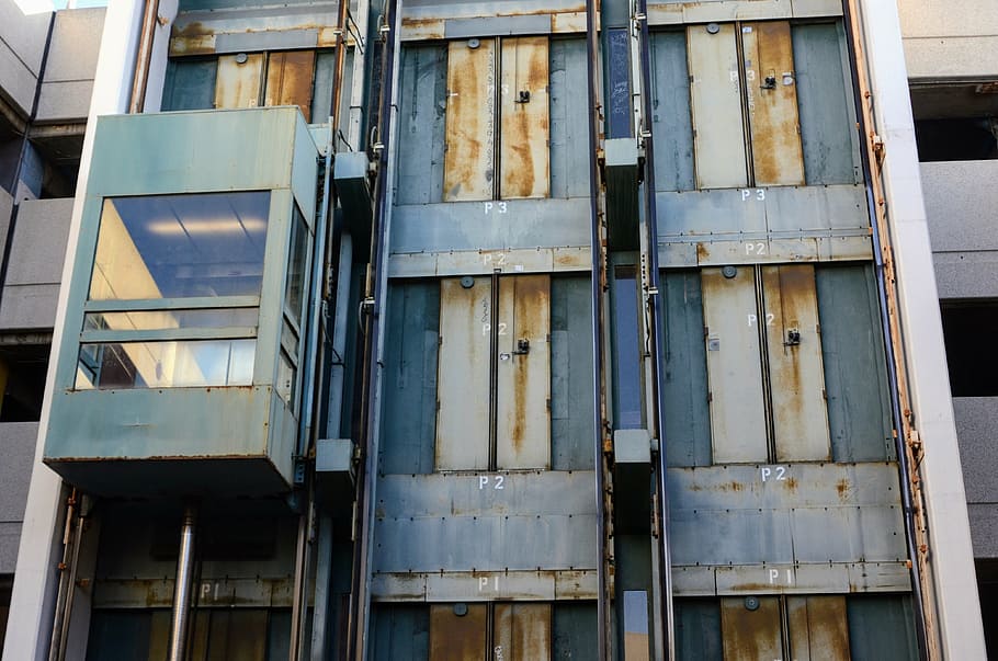 elevator, urban decay, apocalypse, building, industrial, architecture HD wallpaper