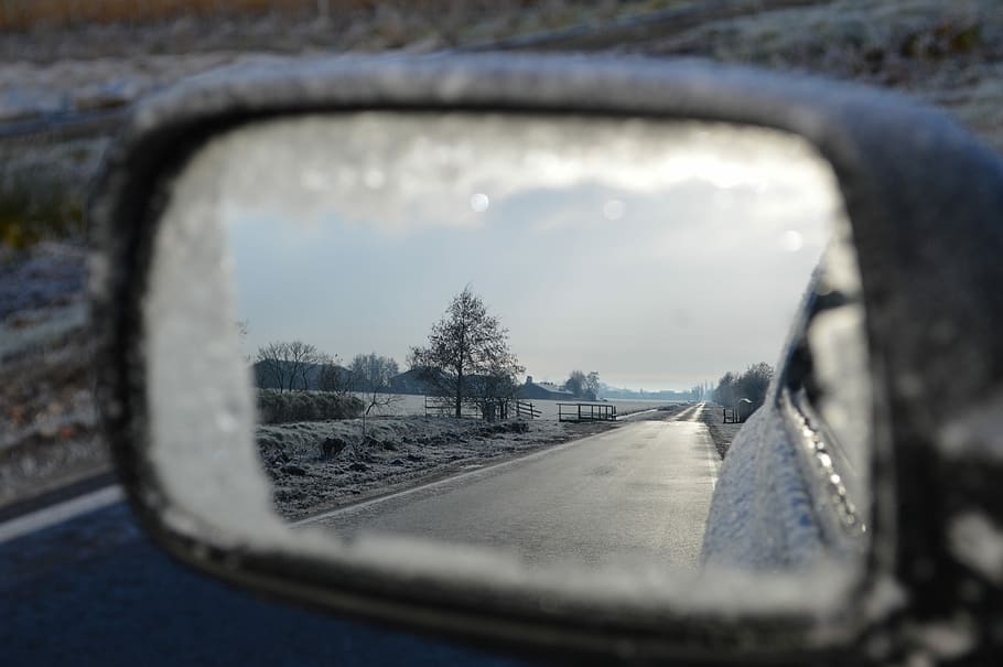 view of empty paved road at daytime from vehicle side mirror HD wallpaper