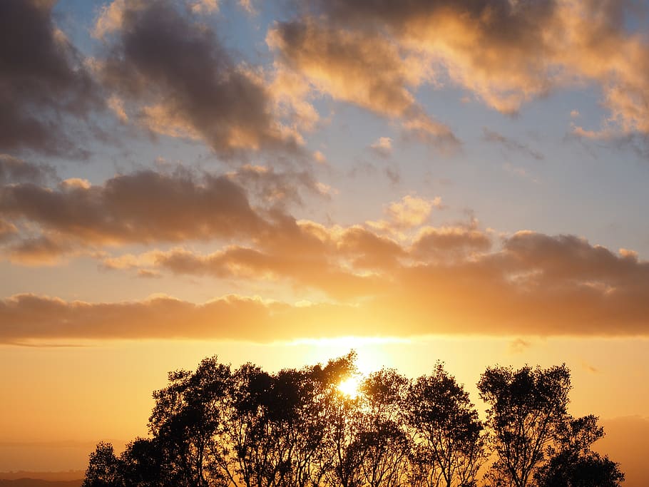 clouds, sky, sunset, passage, evening, romantic, romance, yellow HD wallpaper