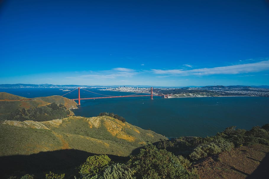 aerial view of bridge, Panorama, Bay, Area, Golden, Gate, san HD wallpaper