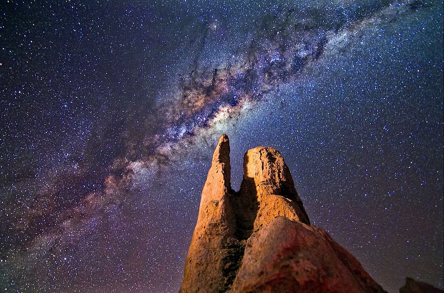 Rock Formation during Night Time, astronomy, cosmos, exploration HD wallpaper