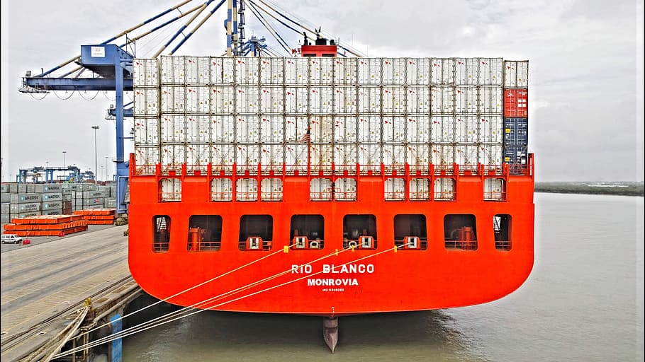 ship, feed, load, port, container ship, pier, trucking, work HD wallpaper