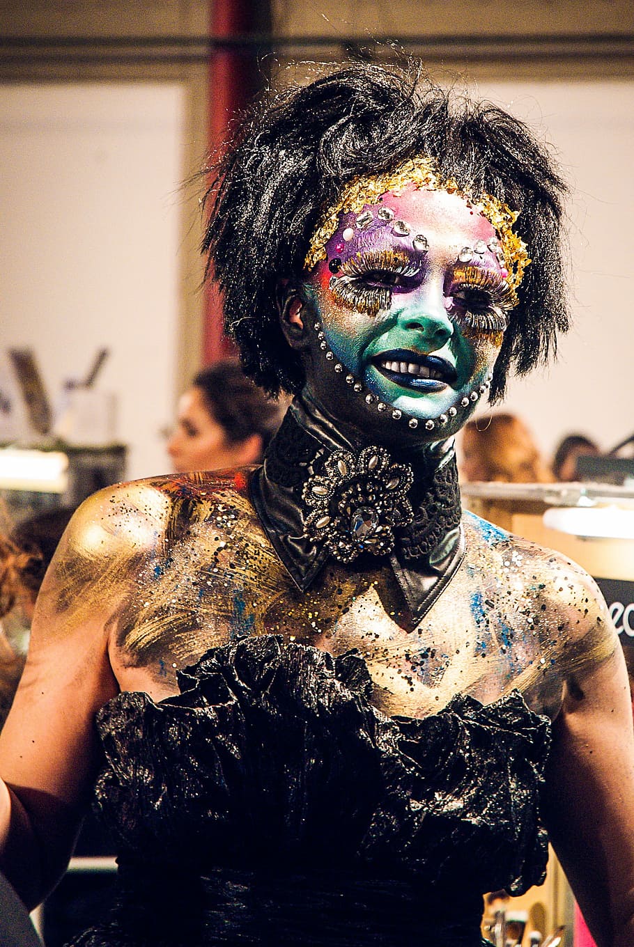 Presentation, expocosmética, young, model, face painting, mid adult HD wallpaper