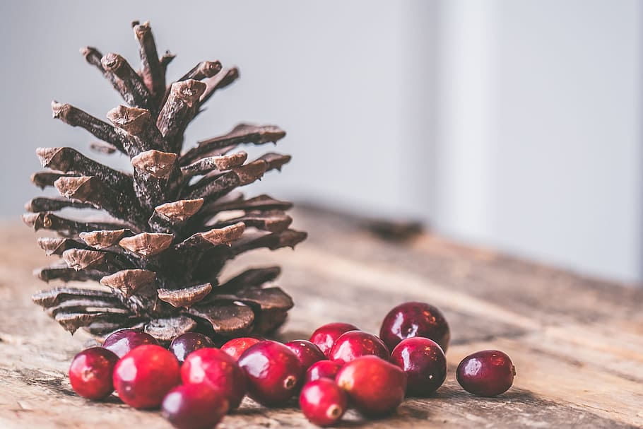 Red Coffee Beans on Top of the Wooden Table, blur, close-up, focus HD wallpaper