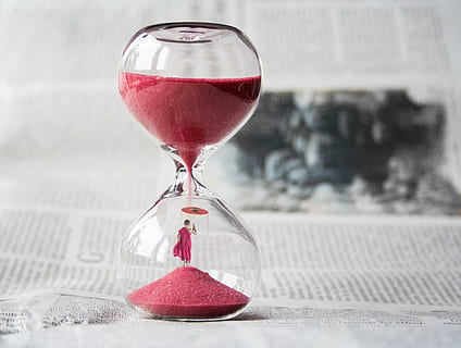 photo of red sand glass hour, hourglass, clock, time, knapp HD wallpaper