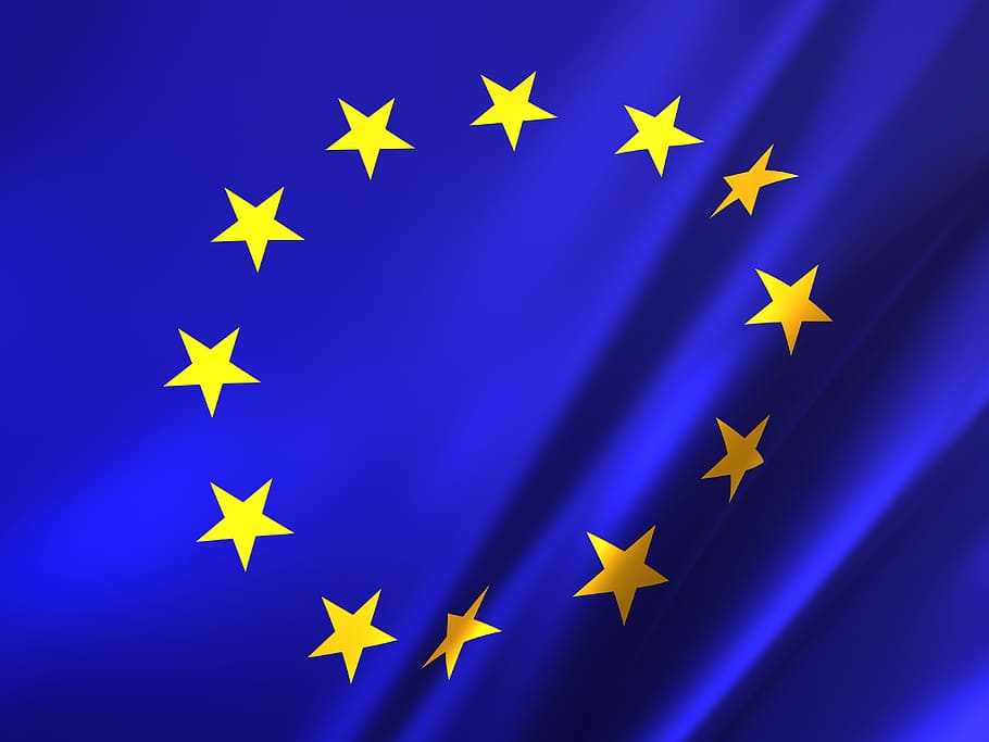 blue and yellow stars print flag, eu, europe, european, union, HD wallpaper