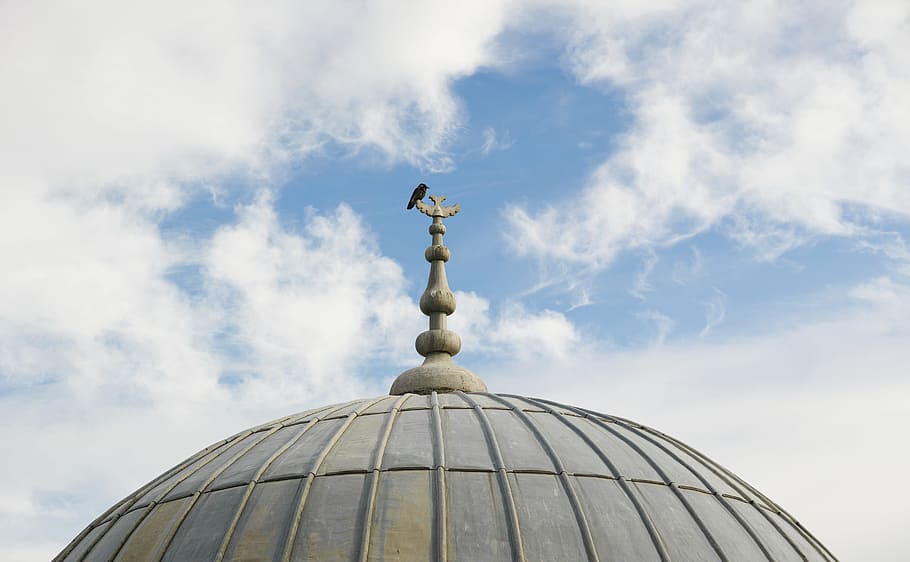 Bird, Dome, Fly, Architecture, blue, sky, old, peace, islam, HD wallpaper
