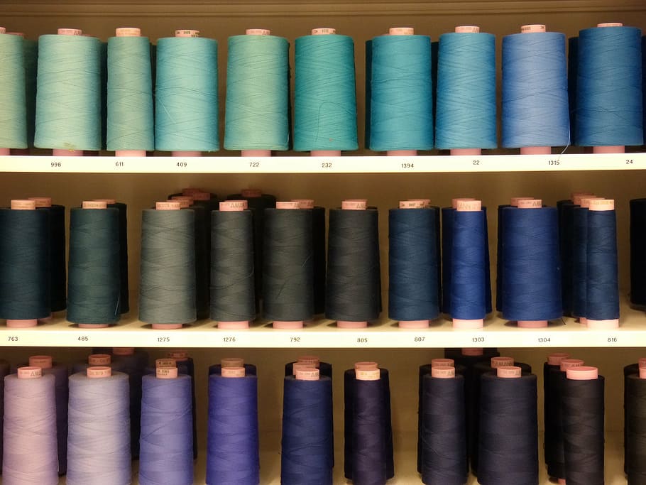 sewing thread, thread spool, blue, turquoise, petrol, choice HD wallpaper