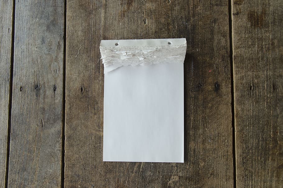 white paper on brown wood plank surface, block calender, empty HD wallpaper
