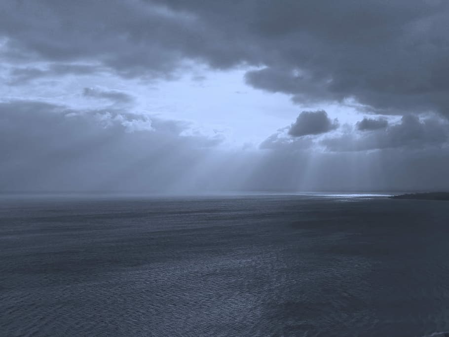 Sea, Clouds, Sun, Storm, scenics, nature, cloud - sky, beauty in nature HD wallpaper