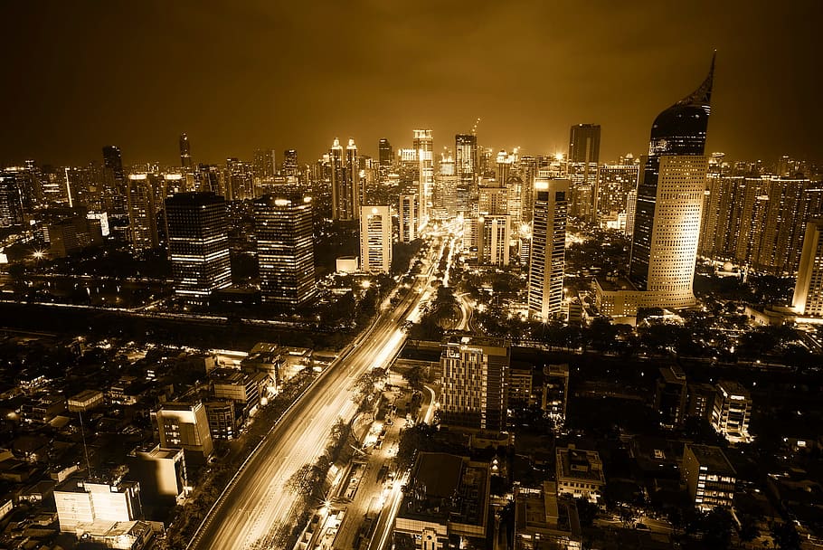 aerial view of high-rise buildings, jakarta, indonesia, city