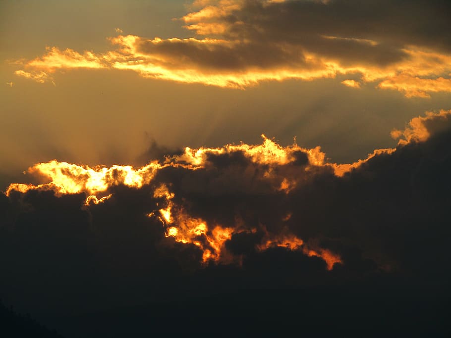 backlit, clouds, dark, dawn, dusk, evening, light, outdoors HD wallpaper