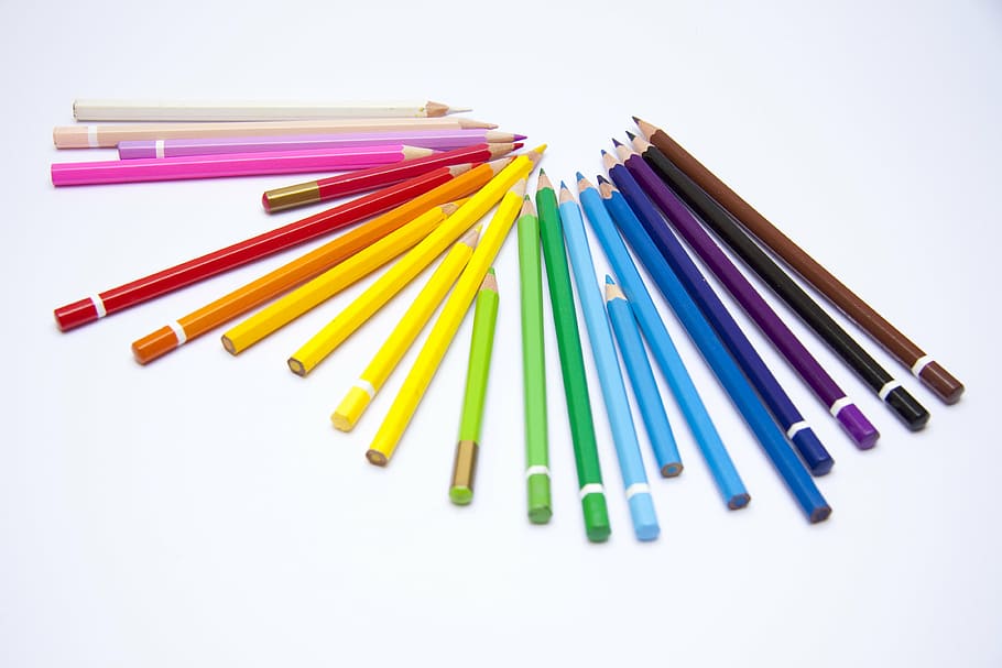 assorted-color color pencil lot, crayons, children, to draw HD wallpaper