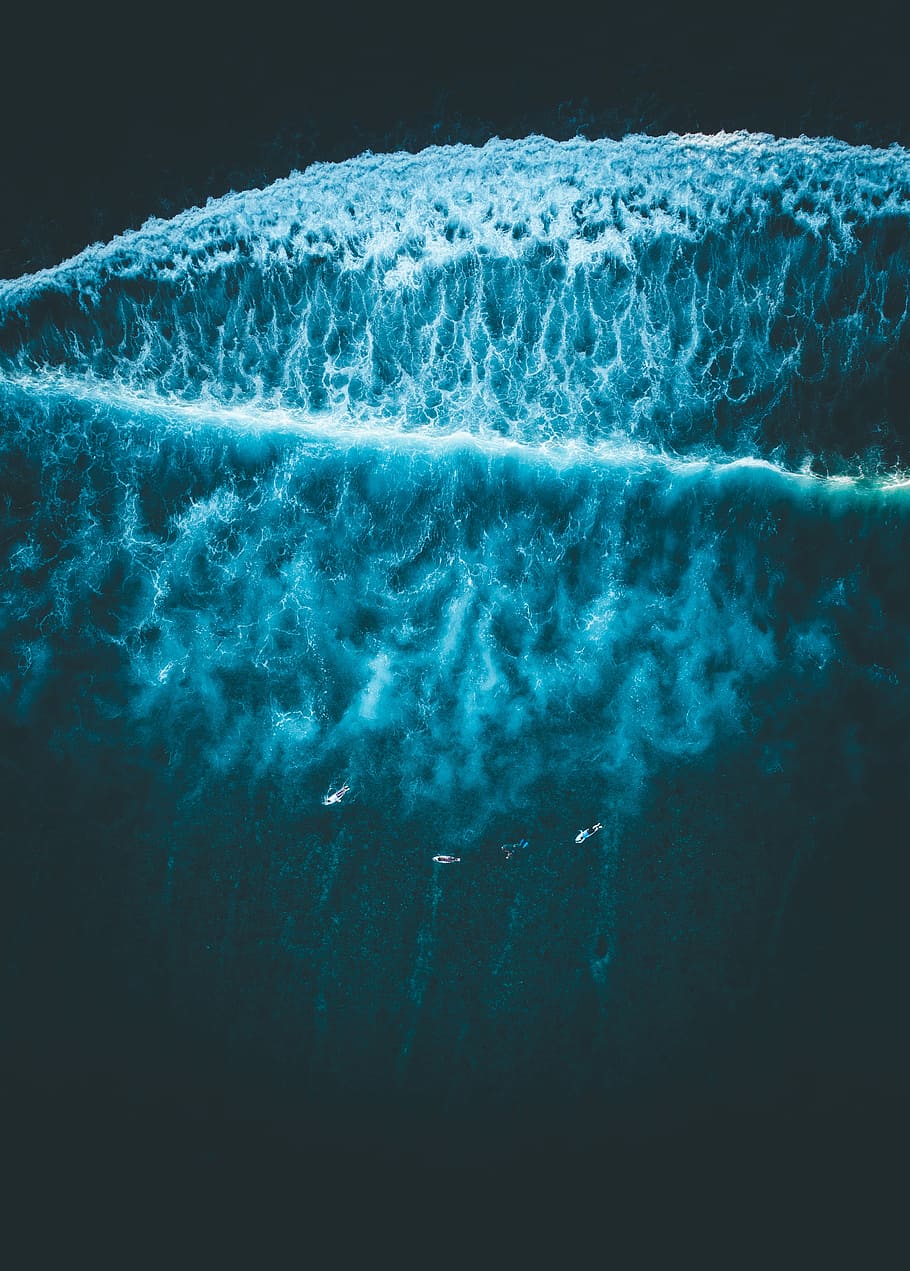 bird's eye view of ocean waves, birds eye view of water waves HD wallpaper