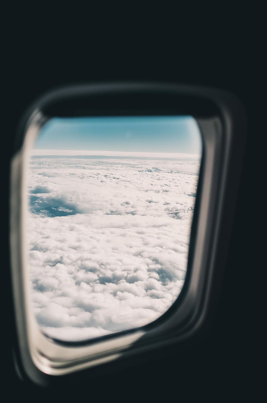 white clouds, clear glass plane mirror showing white clouds, window, HD wallpaper