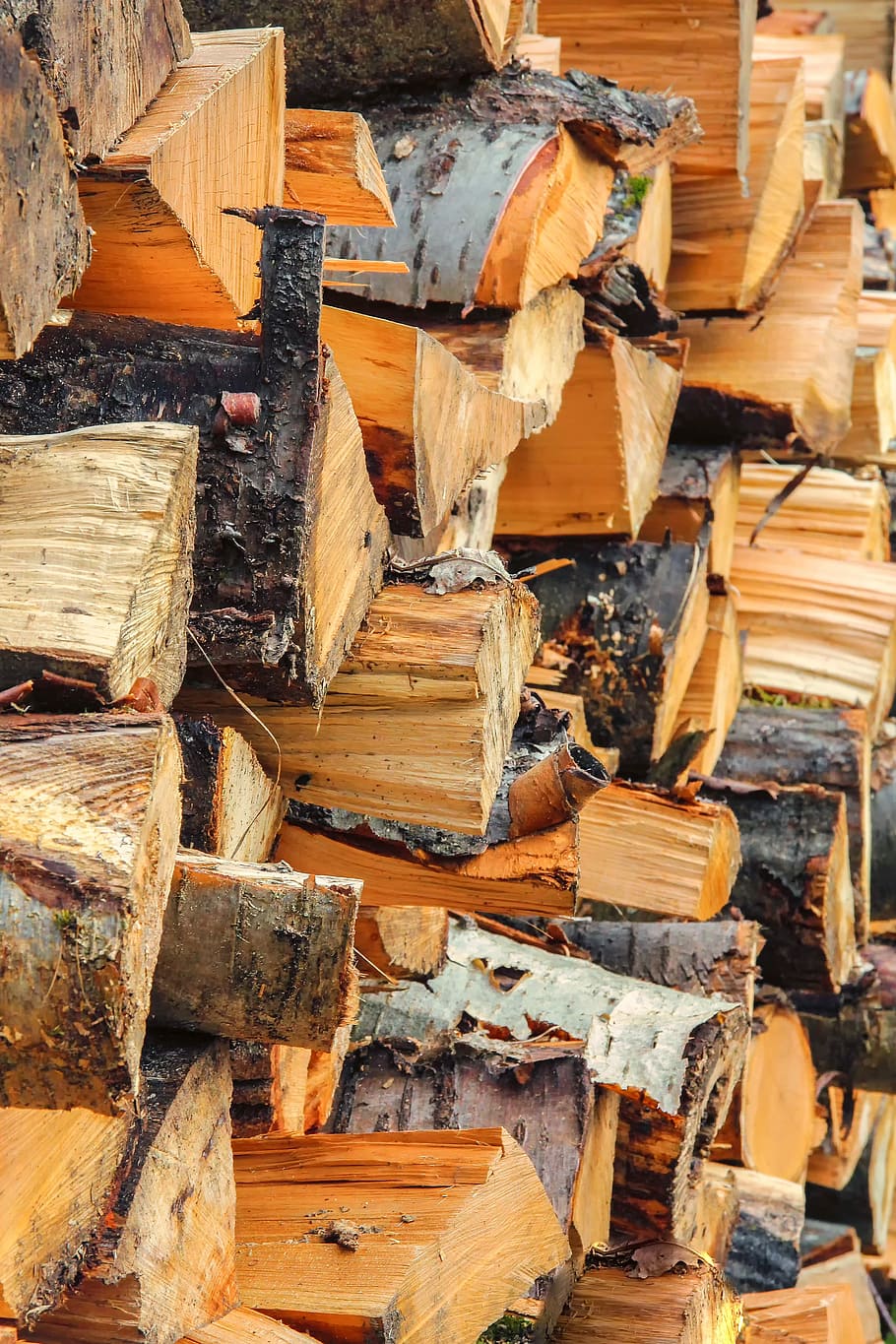wood, log, lumber, wood for the fireplace, dry, piled up, tree trunks, HD wallpaper