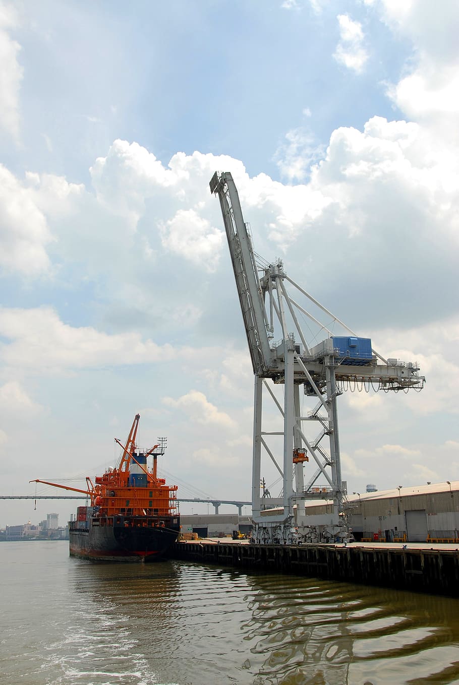 Ship Yard, Crane, Savannah, Georgia, shipping, industry, transportation, HD wallpaper