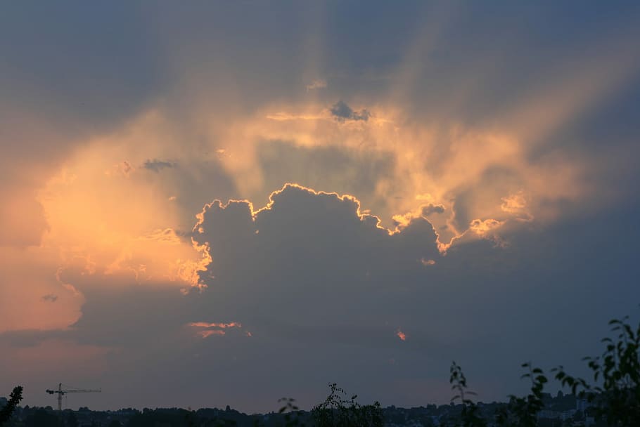 Esslingen, Sunset, Clouds, nature, cloud - sky, silhouette HD wallpaper