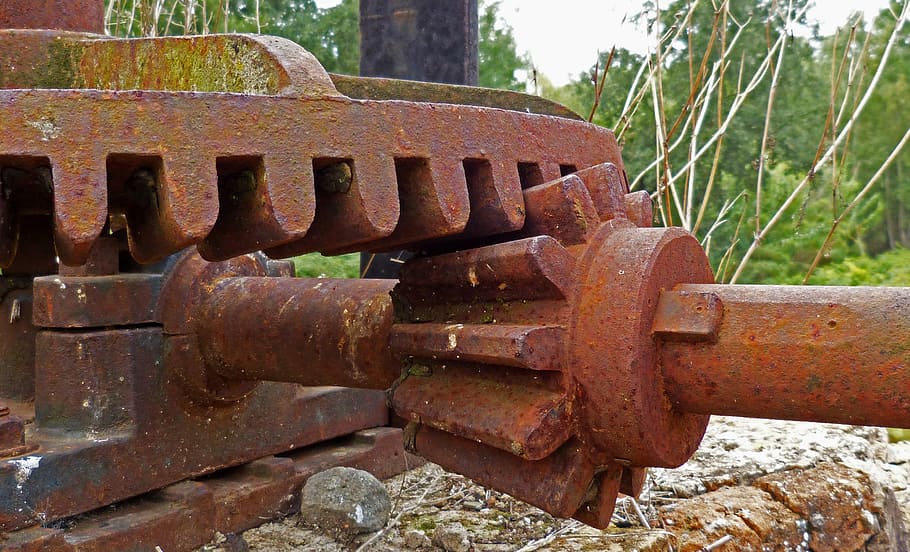 gear, mechanism, old, rusty, equipment, steel, machinery, metal HD wallpaper
