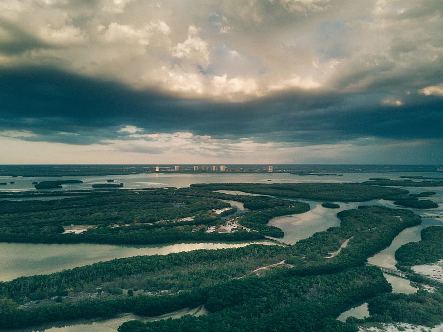 sea, sky, water, clouds, daylight, from above, ocean, outdoors HD wallpaper
