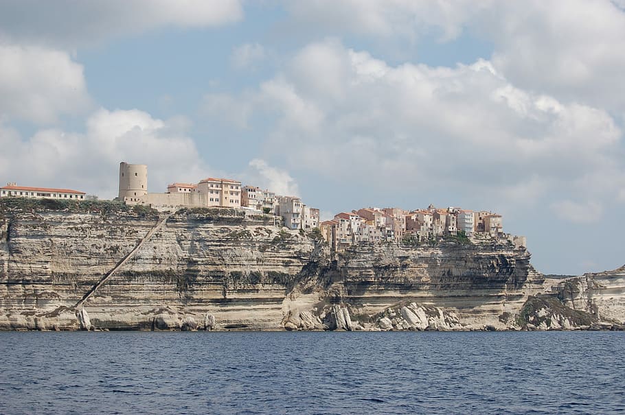 Corsican, Bonifacio, Cliffs, architecture, building exterior HD wallpaper