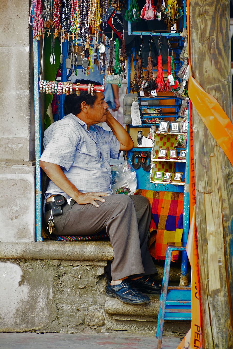 man thinking, work, since, one person, retail, real people HD wallpaper