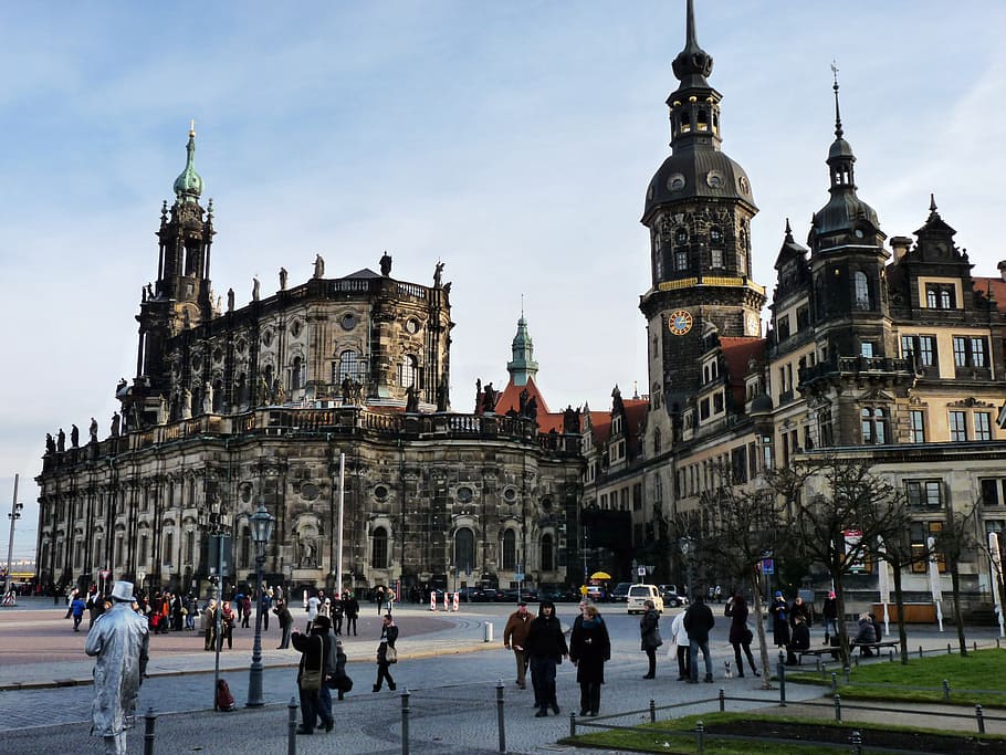 castle church, germany, dresden, theatre square, building exterior, HD wallpaper