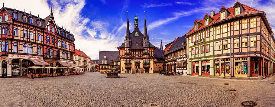 panoramic photography of buildings during daytime, wernigerode, HD wallpaper