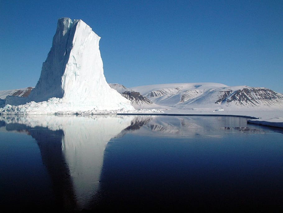ice glacier near body of water, ice berg, reflection, floating HD wallpaper