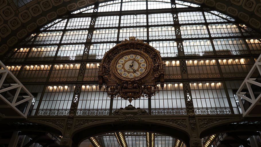 clock, railway station, architecture, time, low angle view HD wallpaper