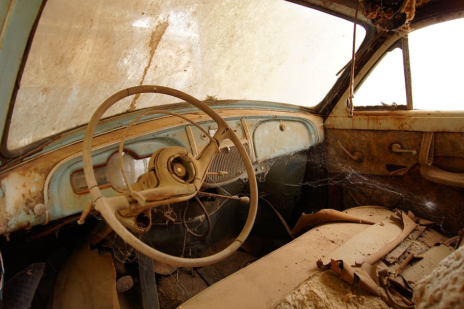 car, former, renault, old, interior, dashboard, steering wheel HD wallpaper