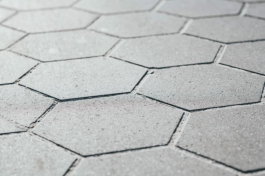Hexagonal floor tiles, background, sidewalk, cobblestone, pattern HD wallpaper