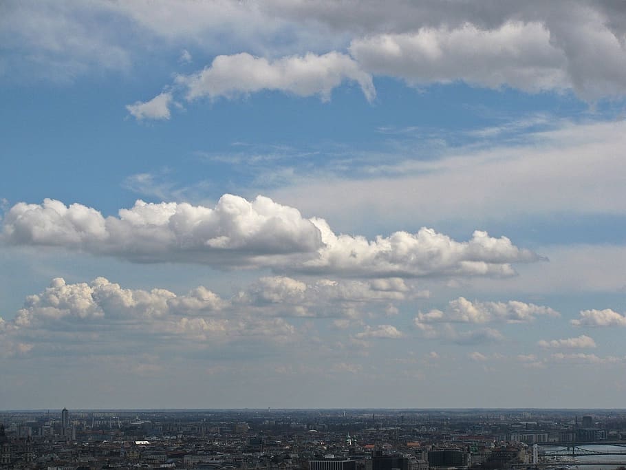 clouds, blue sky, spring, weather, cloud - sky, architecture HD wallpaper
