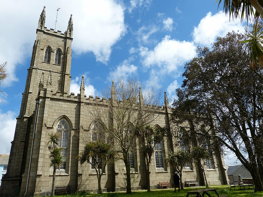 england, cornwall, pensance, tower, church, historically, steeple HD wallpaper