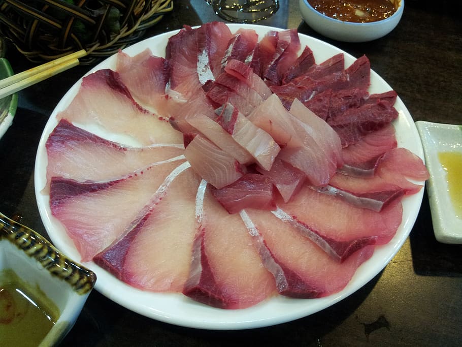 sashimi, jizhou, fish, food, meat, meal, gourmet, dinner, freshness HD wallpaper