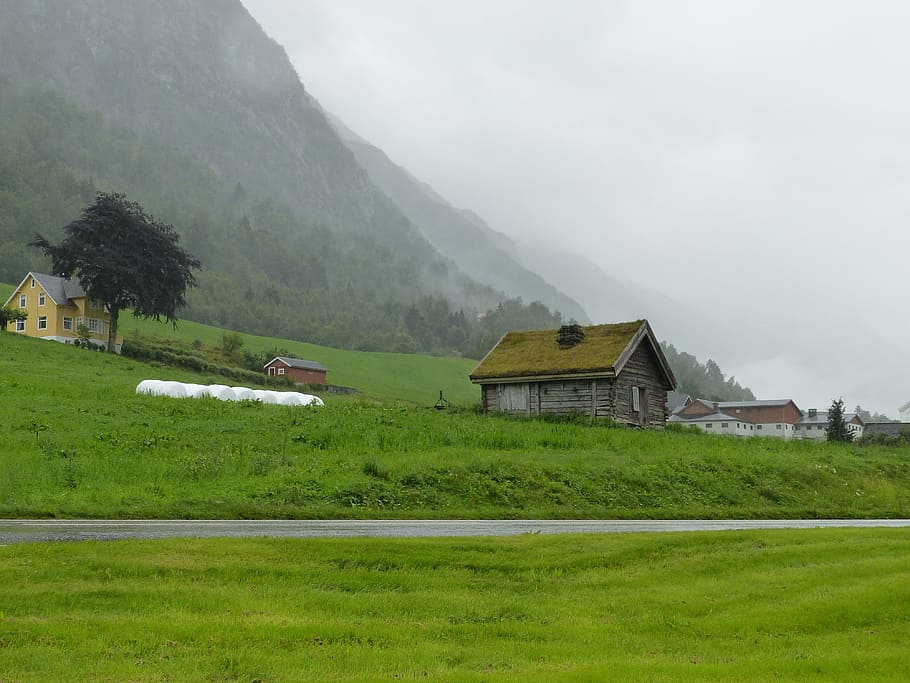 olden, norway, mountains, plant, architecture, built structure HD wallpaper
