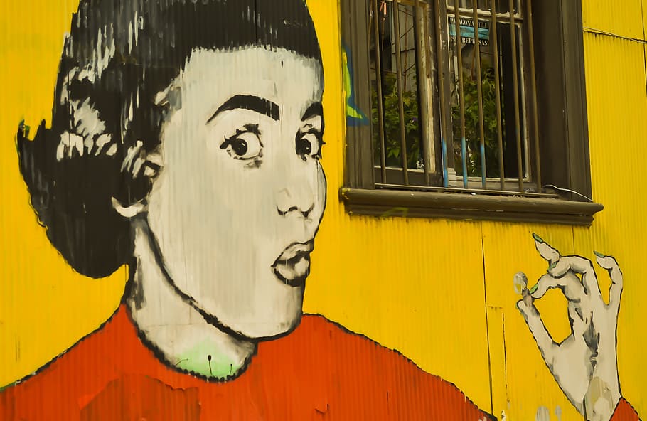 graffiti, art, surprise, yellow, art and craft, representation HD wallpaper