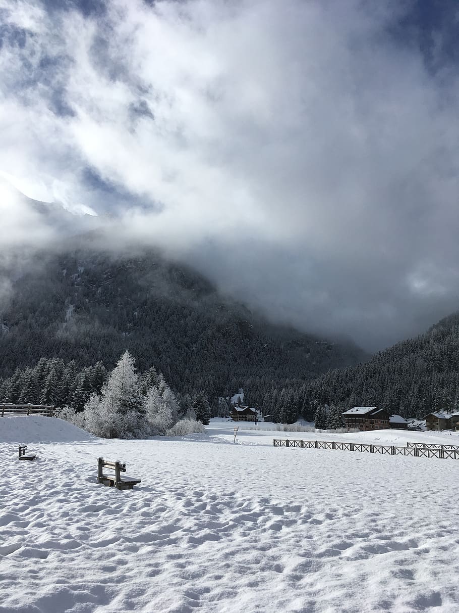 snow, mountain, ice, winter, cold temperature, cloud - sky HD wallpaper