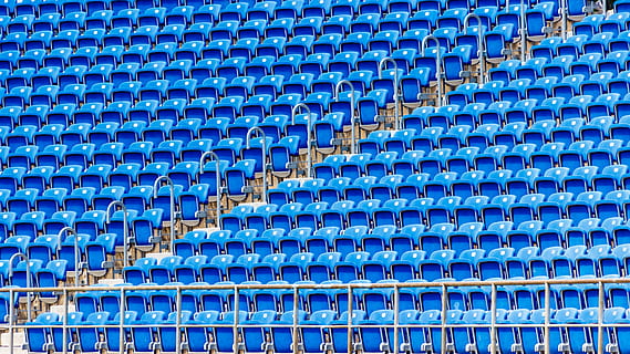 landscape photography of blue stadium chair, sit, event, audience HD wallpaper
