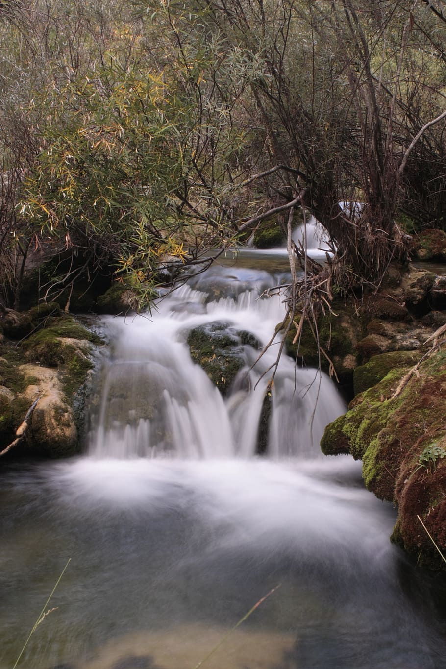River, Nature, Waterfall, Field, landscape, current, autumn HD wallpaper