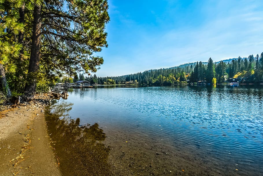 River, Shore, Shoreline, Dock, Water, stream, mountains, outdoor HD wallpaper